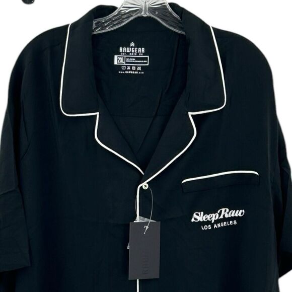 RawGear Lounge Sleep Shirt Black White Trim Sleep Raw Unisex Size 2XL - Picture 2 of 11